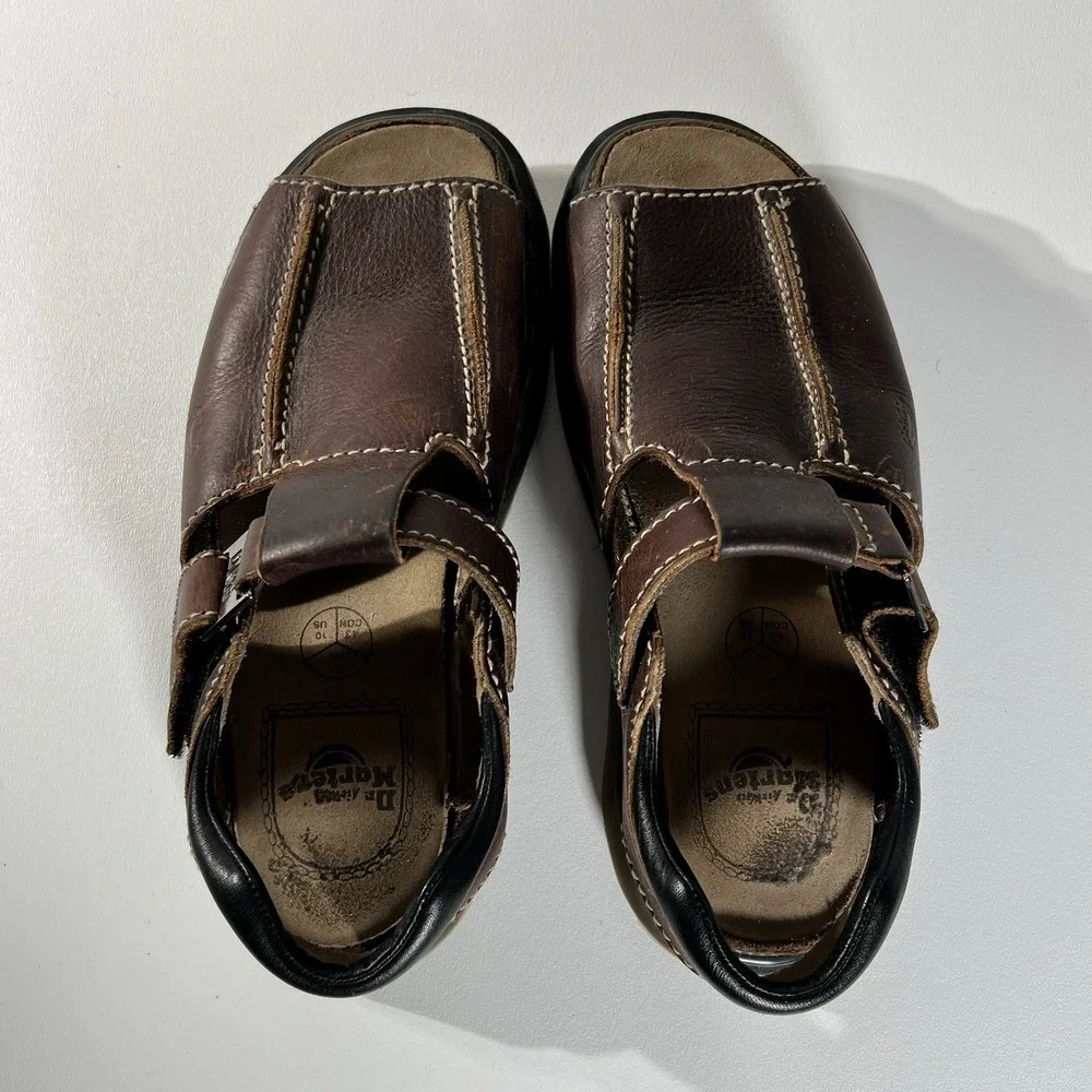 Dr Martens Y2K Vintage Sandals Mens 10 Brown Leather Chunky Buckle granola